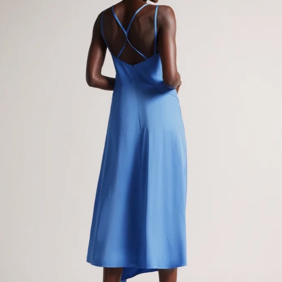 Ted Baker Blue Asymmetric Panelled Midi Slip Dress Size 6 (Ted Baker Size 2) - Picture 3 of 16